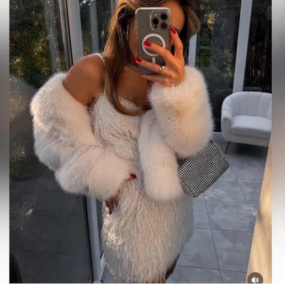 NWT ZARA WHITE FRINGED MINI DRESS WITH METALLIC THREAD - Picture 3 of 12